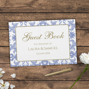 Vintage Style Soft Blue and White Wedding Guest Book