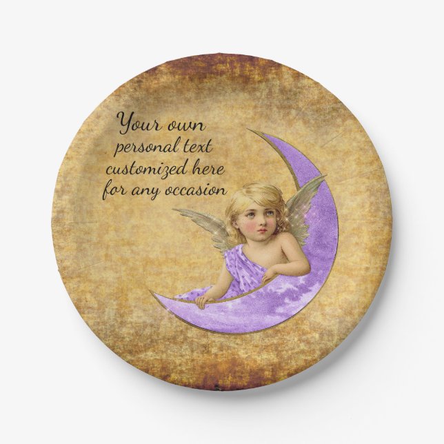 Vintage Style Spiritual Lavender Angel Paper Plate (Front)