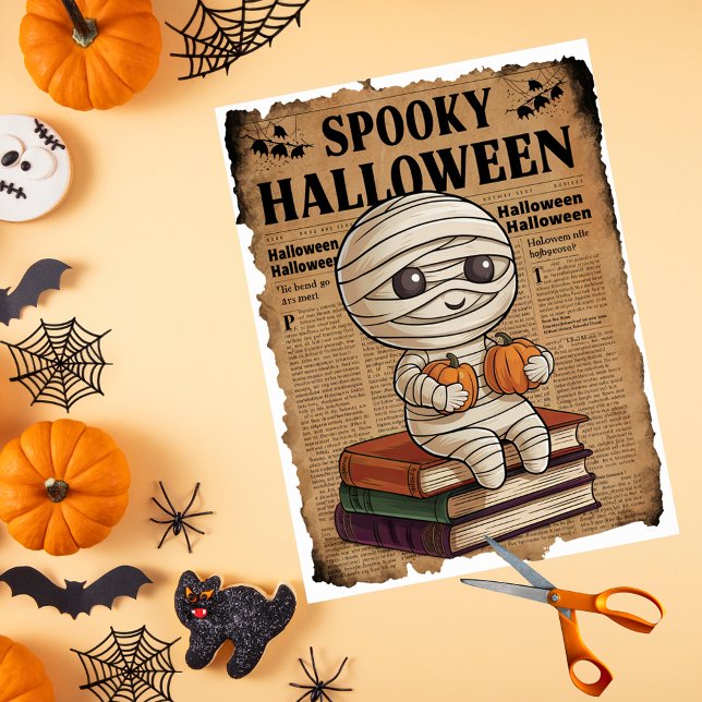 Vintage Style Spooky Halloween Newspaper Mummy Tissue Paper (Creator Uploaded)