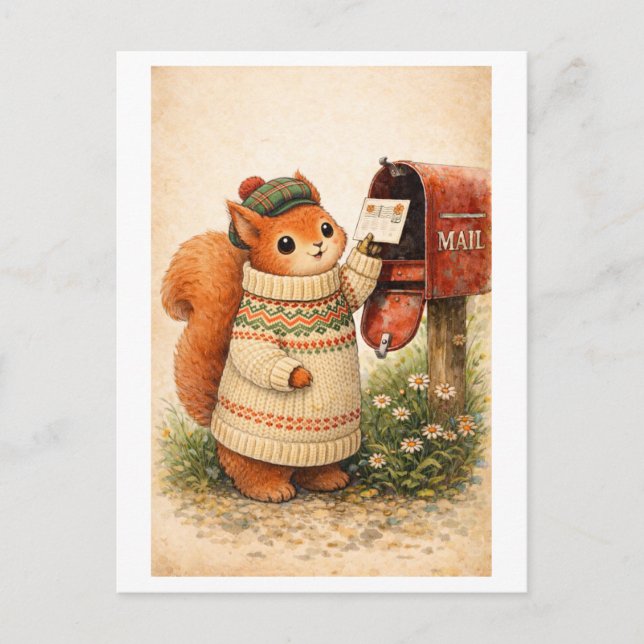 Vintage-Style Squirrel Mailing Postcard (Front)