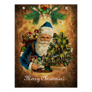 Vintage Style St Nicholas (Santa Claus) Christmas Poster