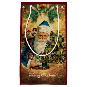 Vintage Style St Nicholas (Santa Claus) Christmas Small Gift Bag
