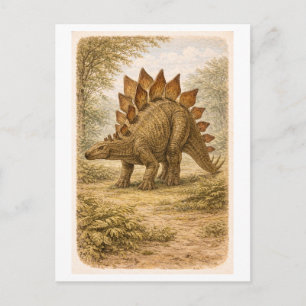 Vintage-Style Stegosaurus lllustration Postcard