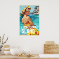 Vintage Style Stradbroke Island Travel Poster