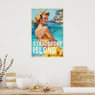 Vintage Style Stradbroke Island Travel Poster