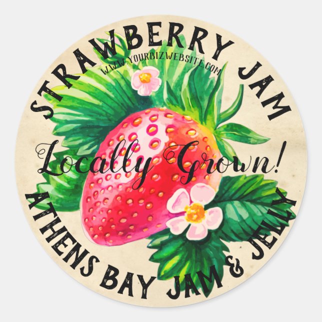 Vintage Style Strawberry Jam Product Label (Front)
