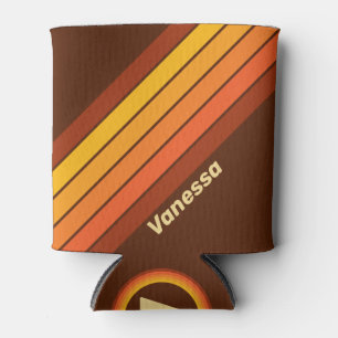 Vintage Style Stripes with Name Can Cooler