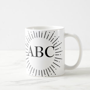 Vintage Style Sun Burst With Custom Monogram Coffee Mug