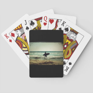 Vintage Style Surfer Silhouette Playing Cards