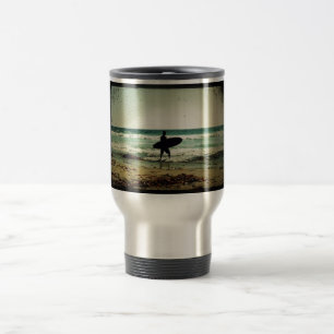 Vintage Style Surfer Silhouette Travel Mug