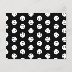 Vintage Style Tennis Balls Print Pattern Black Announcement Postcard