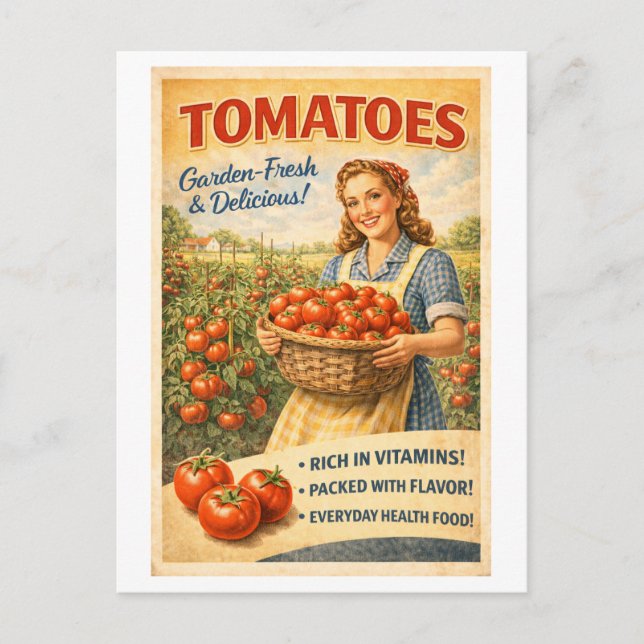 Vintage-Style Tomato Advertisement Postcard (Front)