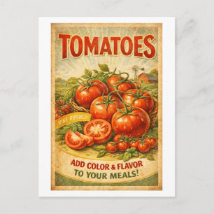 Vintage-Style Tomato Advertisement Postcard