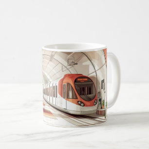 Vintage-style tram, likely inspired by Prague tram Coffee Mug