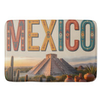 Vintage Style Travel Poster of Mexico with Pyramid