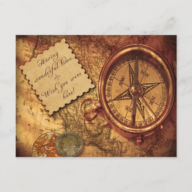 Vintage style travel print postcard (Front)