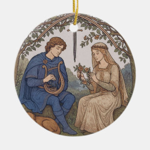 Vintage style Tristan and Isolde legend Ceramic Tree Decoration