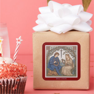 Vintage style Tristan and Isolde legend Square Sticker