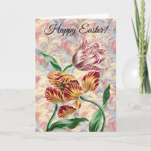 Vintage Style Tulip Art Easter Card (Front)