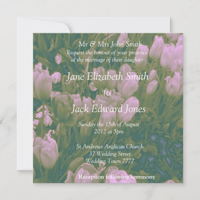 Vintage Style Tulip Wedding Custom Invitations (Front)