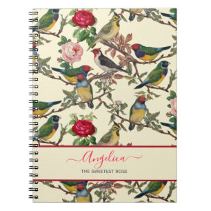 Vintage Style Victorian Birds and Roses Notebook