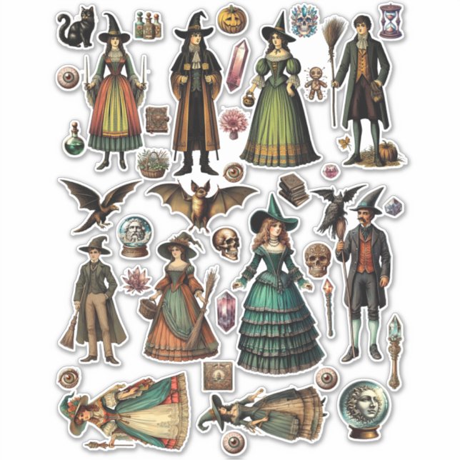 Vintage Style victorian witches warlocks art (Front)