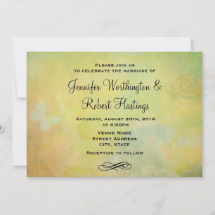 Vintage Style Watercolor background Wedding Invitation