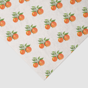 Vintage style watercolor oranges on ecru tissue paper