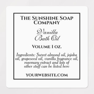 Vintage style waterproof bath label white & black