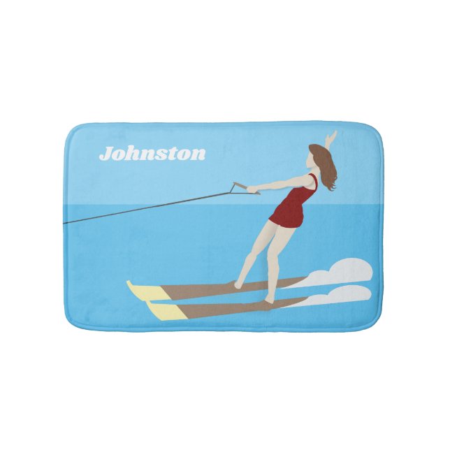 Vintage-style Waterski Bath Mat (Front)