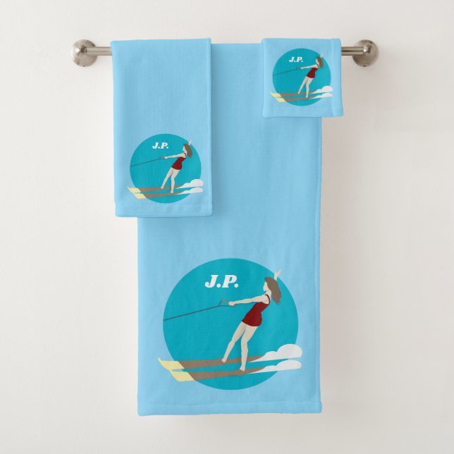 Vintage-style Waterski Bath Towel Set (Insitu)