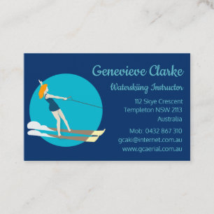 Vintage-style Waterski Business Card