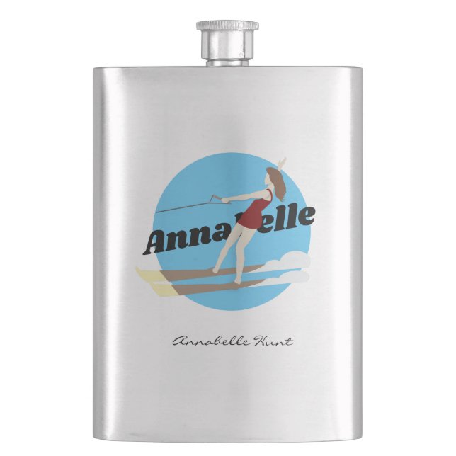 Vintage-style Waterski Hip Flask (Front)