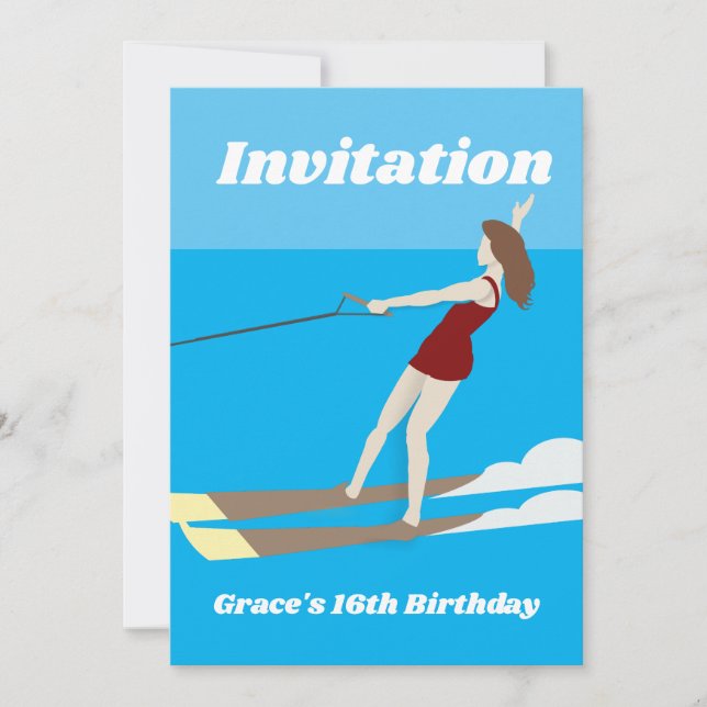 Vintage-style Waterski Invitation (Front)