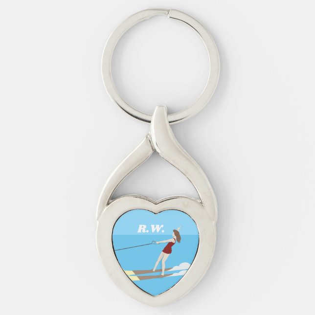 Vintage-style Waterski Key Ring (Front)