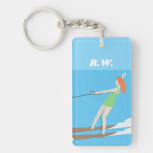 Vintage-style Waterski Key Ring
