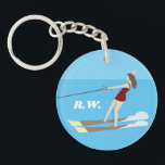 Vintage-style Waterski Key Ring<br><div class="desc">Vintage-style waterskiing design with customisable text.</div>