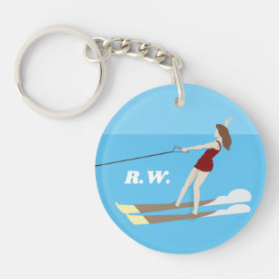 Vintage-style Waterski Key Ring