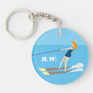 Vintage-style Waterski Key Ring