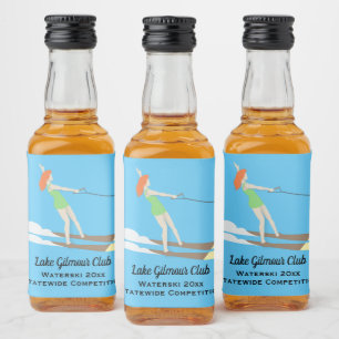 Vintage-style Waterski Liquor Bottle Label