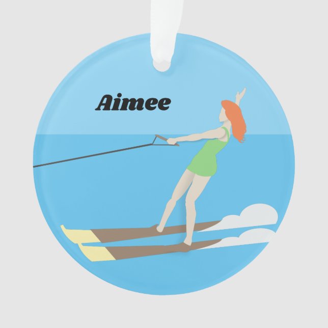 Vintage-style Waterski Ornament (Front)
