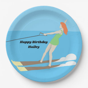 Vintage-style Waterski Paper Plate