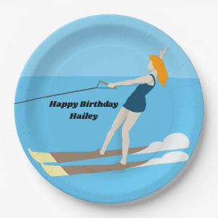 Vintage-style Waterski Paper Plate