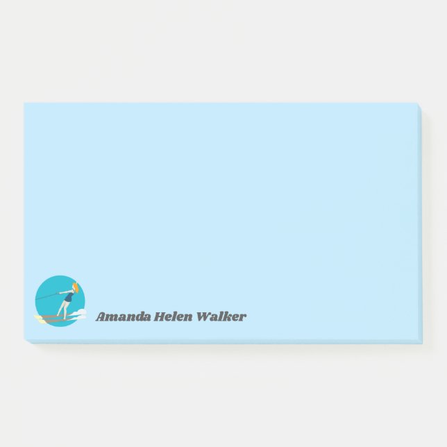 Vintage-style Waterski Post-it Notes (Front)
