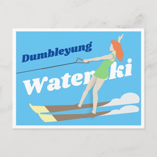 Vintage-style Waterski Postcard (Front)