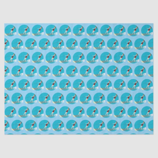 Vintage-style Waterski Tissue Paper (Front)