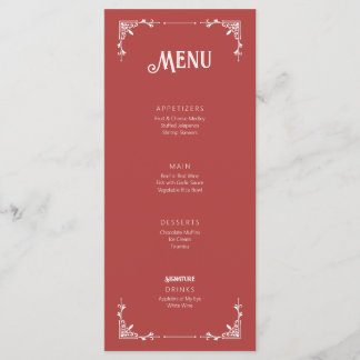 Vintage Style Wedding Event Menu Flat Card Mauve