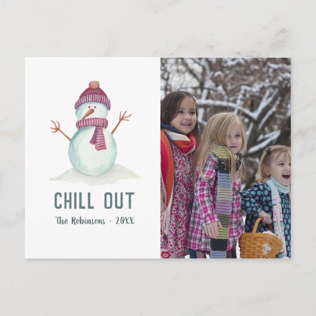 Vintage Style Winter Christmas Family Photo Holiday Postcard (Front)