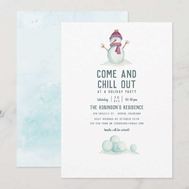 Vintage Style Winter Christmas Party Invitation (Front/Back)