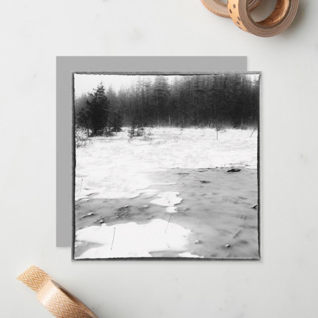 Vintage Style Winter Photo Frozen Bog Card (Front/Back In Situ)